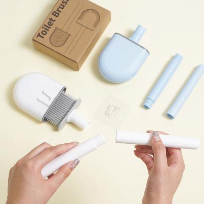 China Cheap Sustainable TPR Toilet Bowl Silicone Plastic Toilet Cleaner Brush With Holder for sale