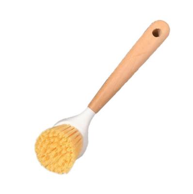 China Multifunctional Non-Stick Non-Stick Long Pan Sustainable Wooden Handle Kitchen Pan Cleaning Brush Pot and Dish Brush for sale