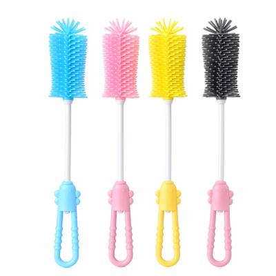 China Hot Selling Baby Bottle Brush Teapot Tea Set Nipple Cleaning Brush Silicone Thin Brush Viable For Water Bottle for sale