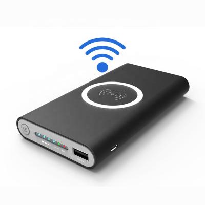 China 8000mah QI Wireless Charger PowerBank Wireless Charging Dual USB Ports Built In Fast Wireless Charger Power Bank For Mobile Phone for sale