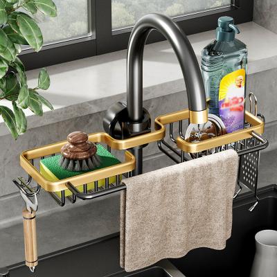 China Modern Hot Selling Storage Organizer Kitchen Knife Spoon Wall Mounted Utensils Holder Sink With Towel Hanger Faucet Holder for sale