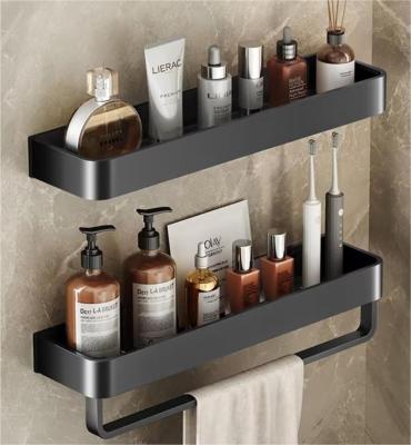 China Wall Mounted Type White Wall Mounted Bathroom Shelves No Adhesive Drilling Kitchen Corner Racks Shower Trolley Basket Storage Toilet Shelf for sale