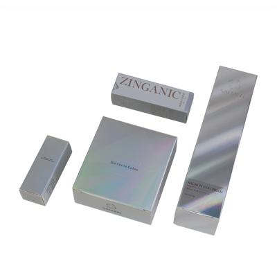 China Recyclable Wholesale Holographic Custom Logo Printed White Paper Packaging Box Gift Paper Box For Cosmetic for sale