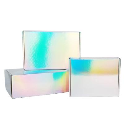 China Custom Recycled Logo Materials Holographic Luxury Gift Box Packaging Cardboard Corrugated Paper Box for sale