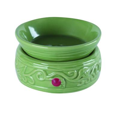 China Ceramic Candle Heater / Oil Burner Green Candle Wax Melt Heater Oil Censer for sale