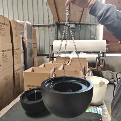 China Factory direct sales light weight outdoor and durable fiberglass indoor round hanging pots for home decoration for sale