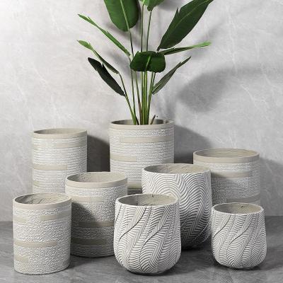 China Corrosion Resistance Cylinder Style Pots Large Modern Rough Flower Pots Cement Garden Flowerpot Potted Plant Pots For Outdoor for sale