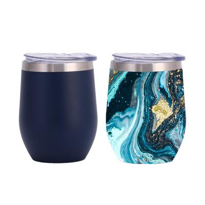 China Customized Logo And Pattern 12oz Stainless Steel Coffee Mug Viable Factory Stocked Travel Mug Thermal Mug With Lid for sale