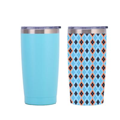 China 20oz Disposable Powder Coat Stainless Steel Tumbler Customized Double Wall Insulated Tumbler With Lid for sale