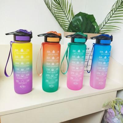 China Big Size 1000ml Wholesale Portable Gradient Color Eco-friendly Hot Sale Plastic Bottle For Sport Gym Fitness for sale