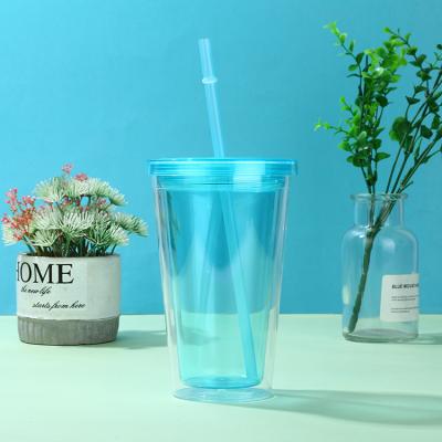 China 2022 Viable Wholesale High Quality Multi Color 16 Oz Double Wall Plastic Tumbler Party Cups for sale