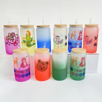 China Wholesale Hot Business Factory Sale Glass Bottle Gradient Timely Color Changing With Frosted Cold Water Cup Gift Box Packaging for sale