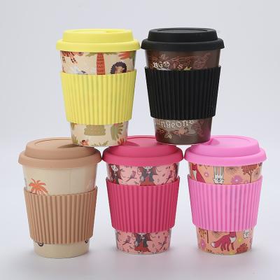 China 2019 sustainable new developed eco bamboo fiber coffee cup reusable biodegradable mug with lid for sale