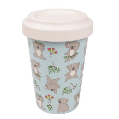 China Sustainable Cute Animal Decal Print Custom Design FibreTravel Reusable Mug Bamboo Fiber Coffee Mugs for sale