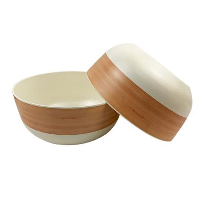 China Sustainable BPA Free Reusable Bamboo Fiber Bowl Natural Round Salad Bowl for sale