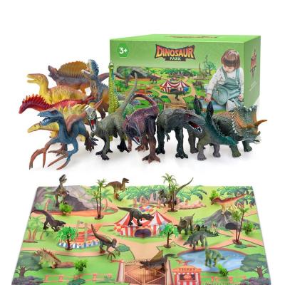 China 100% BPA Free 3D Dinosaur Park Theme Wiggle Person Toy Sets With Plastic Dino Toy Activity And Figure Playmat Gift Toy For Kid Playset for sale