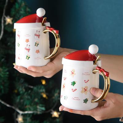 China New Design Christmas Disposable Cups Hit Flypeak Amazon Ceramic Christmas Mug With Lid for sale