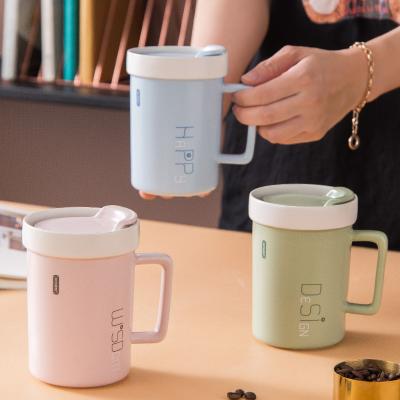 China New Design Coffee Travel Porcelain Mug Drinkware Nordic Disposable Ceramic Couple Tazas Flypeak Ceramic Mug With Lid for sale