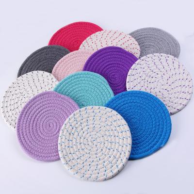 China Viable Wholesale Natural Round Table Mat Reversible Flypeak 2021 Ins Cotton Place Mat Dining Table Mat Round Place Mat for sale