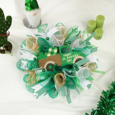 China Flypeak Colorful Beautiful Hit New Amazon Wreath Amazon Wreath Wholesale Irish Shamrock St. Patrick's Day Decorative Artificial Wreath for sale