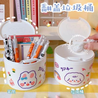 China Household Sustainable Storage Bucket Desktop Flip Mini Trash Can for sale