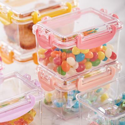 China Girl Viable Ins Sealed Transparent Mini Storage Box Salad Snack Fruit Organizer Desktop Storage Fresh-Keeping Box for sale