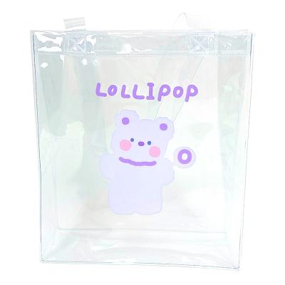 China W&G Insti Cartoon Bear PVC Shoulder Bag Eco-friendly Cute Transparent Student Jelly Summer Bag Cosmetic Storage Bag for sale