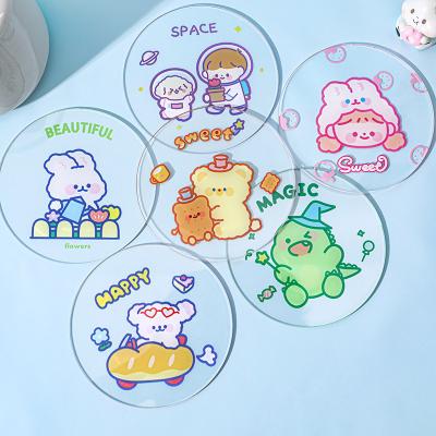 China Viable Cartoon Heat-insulating Non-slip Clear Acrylic Coaster for sale