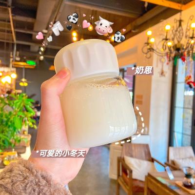 China Simple Cute Portable Insist Glass Wind Children's Cup Mini Portable Transparent Cup Water With Scale for sale