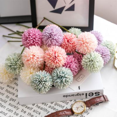 China Living Room Home Potted Chrysanthemum Dandelion Decoration Single Artificial Hotel Flower for sale