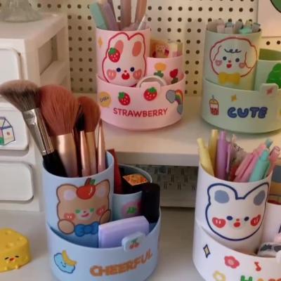 China Makeup Brush Holder Stationery Storage Box Desktop Rotating Pen Holder for sale