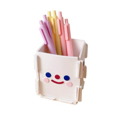 China Korean Creative Multifunctional Cute Desktop Storage Pen Brush Cosmetic Storage Box Eco-friendly Holder for sale