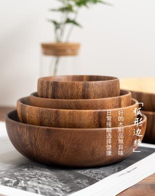 China Japanese round wooden hotel round home appliance snack fruit acacia salad bowl bowl bowl for sale