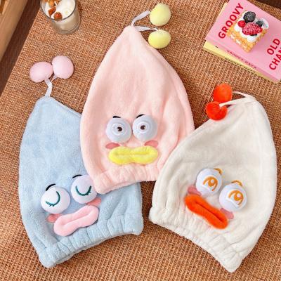 China QUICK DRY Cute Funny Cute Fast DRY Bath Towel Big Eyes Dry Hair Suction Hat Lazy Head Hat for sale