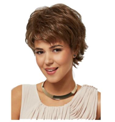 China Fashion Women French Curl Wig Ombre Brown Wavy Curly Hair Shortened Full Wigs for sale