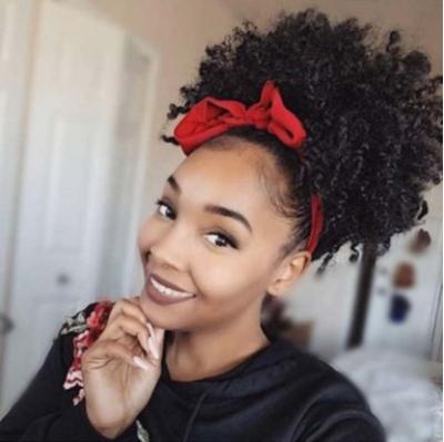 China Wholesale Afro Curly Bun Afro Curly Hair Bun Drawstring Puff Ponytail Hair Extension For Women African Hair Bun for sale