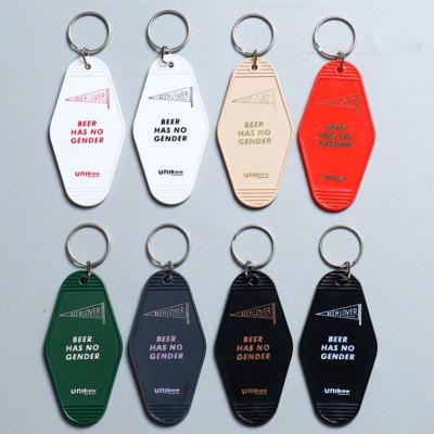 China Retro Vintage Plastic Hotel Key Tags Color Logo Key Chain Promotional Blank Motel Room Plastic Custom Material for sale