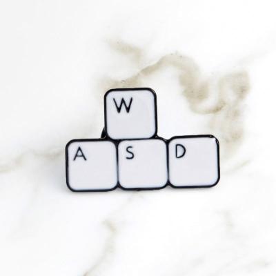 China CURRENT Europe Keyboard Pin Computer Game Direction Button WSAD Enamel Lapel Pin for sale