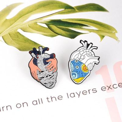 China Europe RTS High Quality Anatomical Enamel Anatomy Medical Brooch Rose Heart Neurology Pin for Doctor Nurse Bags Badge Lapel Pins for sale