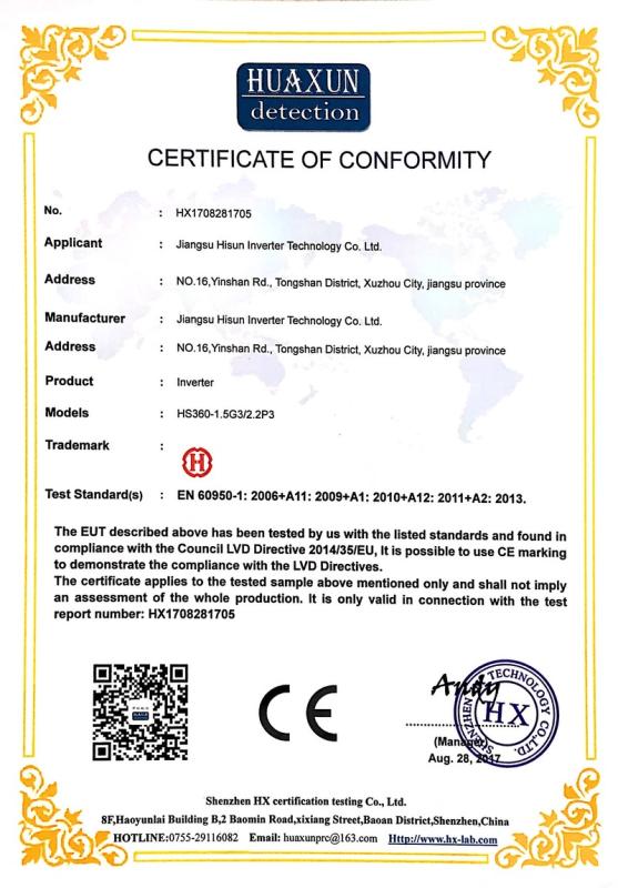 CE - Anhui Haishang Frequency Conversion Technology Co., Ltd.