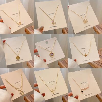 China Hot Selling Fashion Brand Vintage Ins Necklace Charm CZ Rose Gold Jewelry Vintage Stainless Steel Necklace Pendant Jewelry For Women Girl for sale