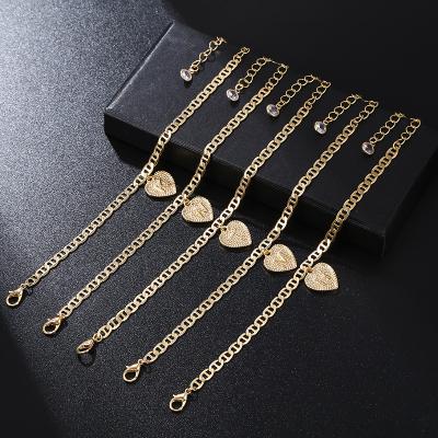 China 2021 26 FASHION Trendy Initial Letters Love Cuban Anklets Ring 22+6cm Gold Anklet Bracelet Summer Beach For Women Free Sample for sale