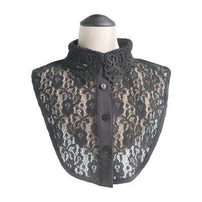 China Female Dress Sweater Decororation Detachable Collar Parasol Decoration Women Fake Cavity Collar Shirt Lace Ladies Hot Solid White Fake Collar for sale