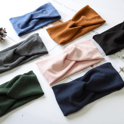 China 2021 Custom Solid Color Headband Women Fashion Classic Designer Trendy Vintage Elastic Hair Bands Elastic Hair Bands for sale