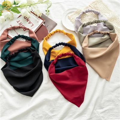 China Fashion classic 2021 new style suit solid color chiffon elastic headband simple triangle fashionable headband scarf for women for sale