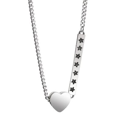 China Stainless Steel CLASSIC Women Fashion Style Hip Hop Sweater Chain Necklace Five Love Dangling Acute Star Rectangular Brand Necklace for sale