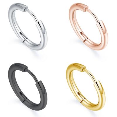 China Hiphop hot sale 316l stainless steel circle earrings metal huggie silver color earrings for sale