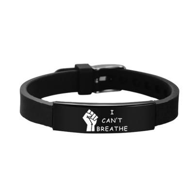 China Hiphop MUSI Anti-Discrimination Parade Wristband Black Lives Matter People'movement Stainless Steel Silicone Black Wristband for sale