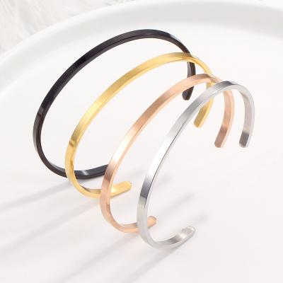 China Wholesale FASHIONABLE Customer Logo C Bangle Stainless Steel Bracelet Men WomenJewelry Bangle Cuff Bracelet for sale