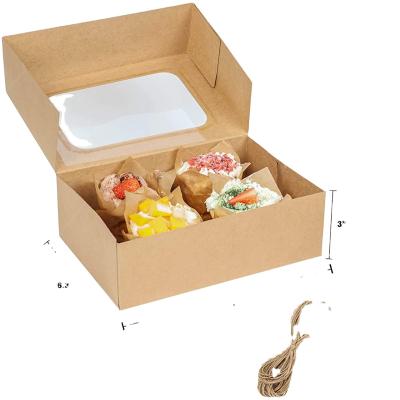 China OEM Recyclable Disposable Packaging Rectangular Paper Box PET Lid Food Paper Container Salad Wrapping Paper Box With Lid for sale